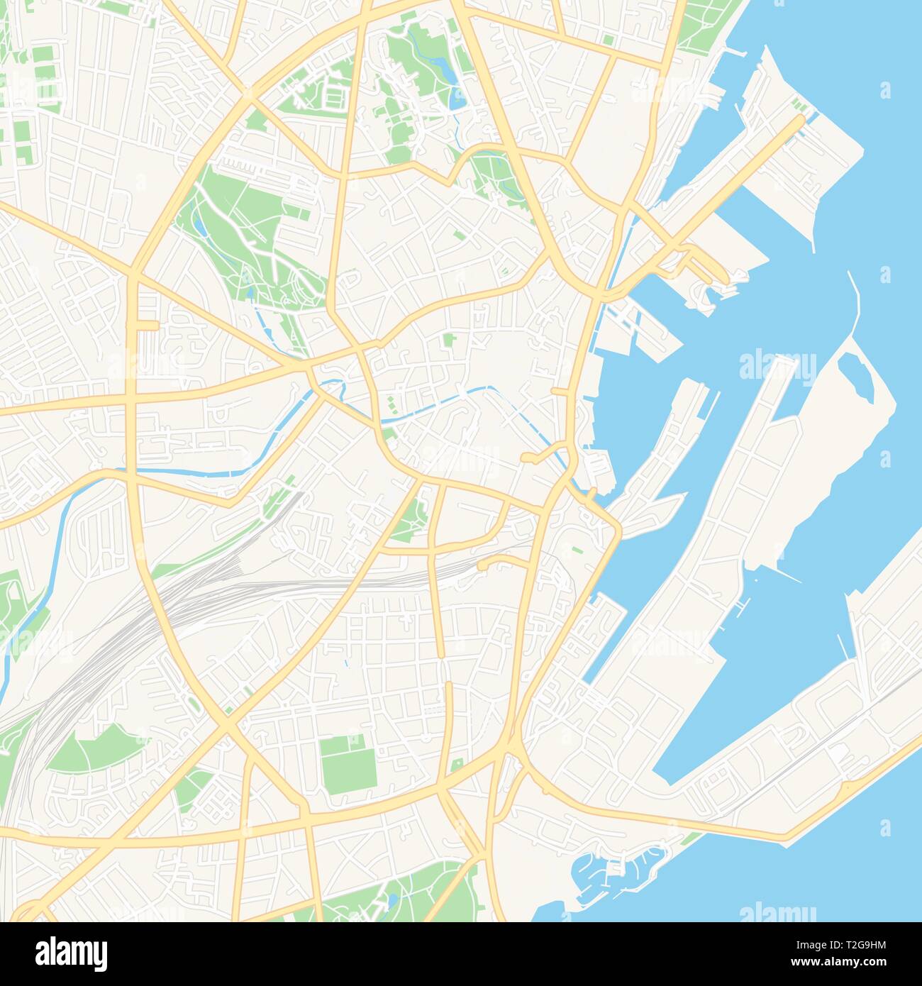 Printable map of Aarhus, Denmark with main and secondary roads and larger  railways. This map is carefully designed for routing and placing individual  Stock Vector Image & Art - Alamy