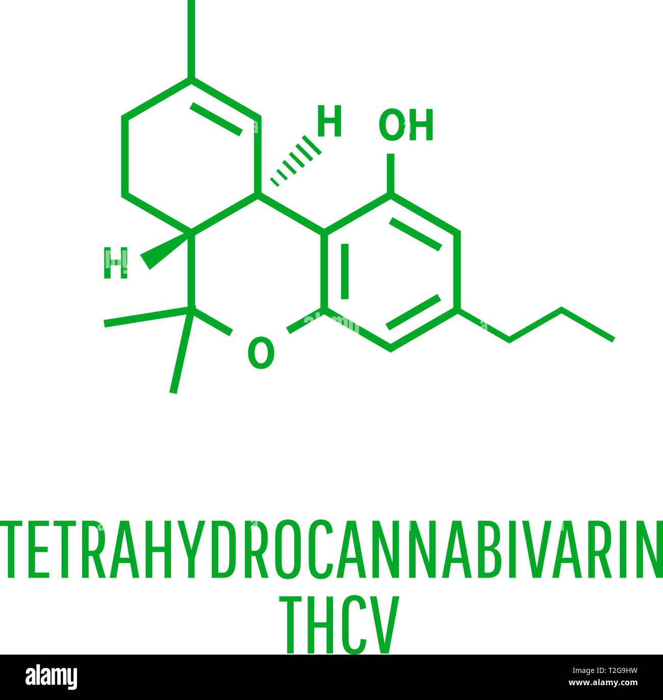 Tetrahydrocannabivarin Chemical formulas of natural cannabinoids. Stock Vector