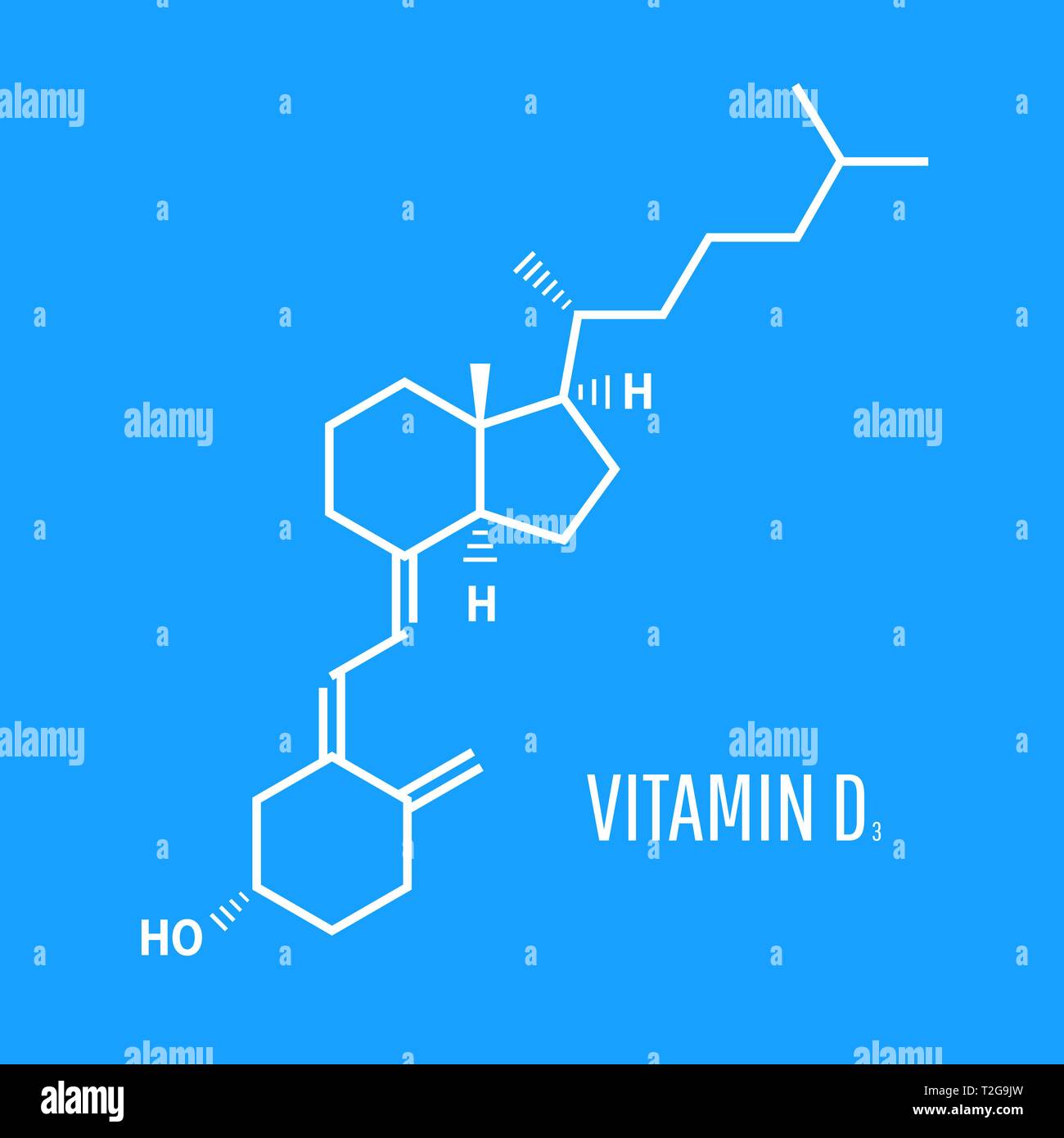 Vitamin D. Skeletal formula. Vitamin d formula is ensuring the absorption of calcium and