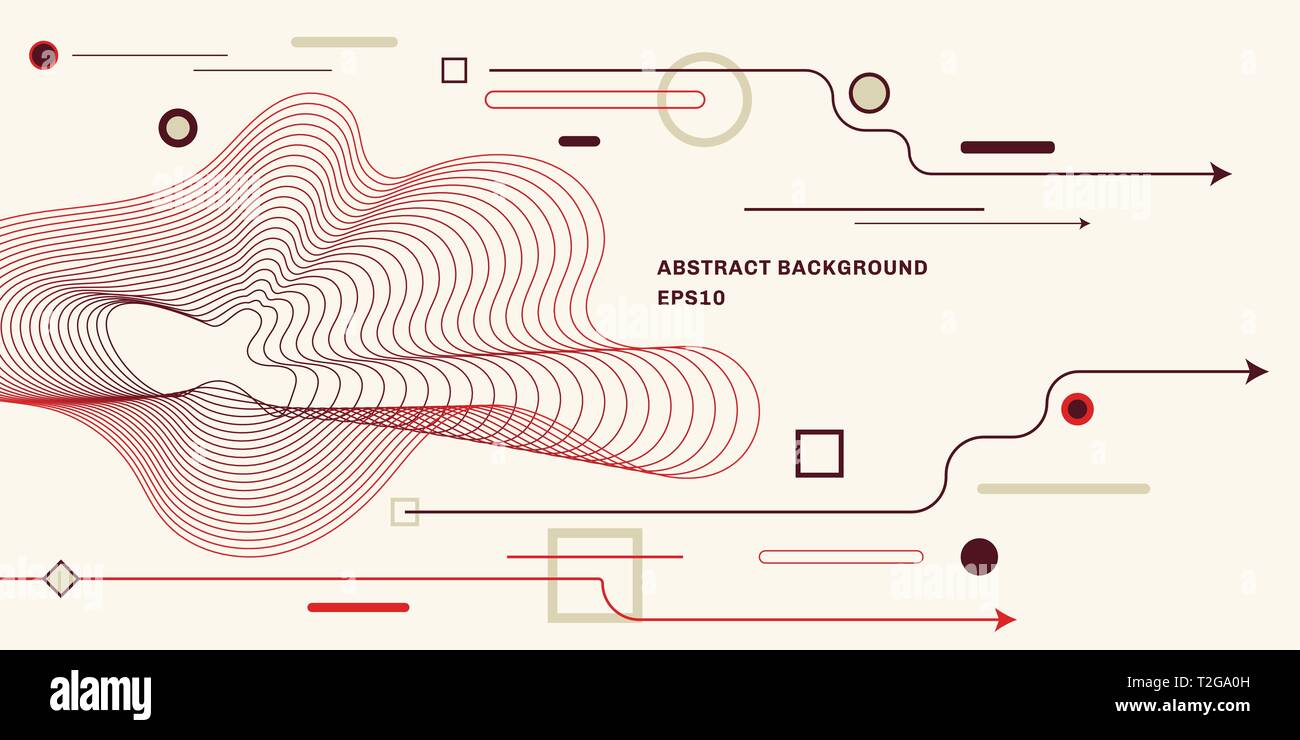 Abstract geometric background with flat trendy minimal style background. Arrow, circle, square, line elements. Vector illustration Stock Vector