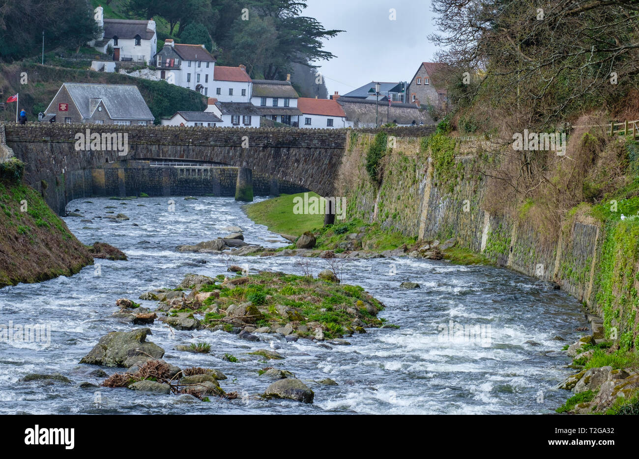 Lynmouth, River with the confluence of the West Lyn and East Lyn