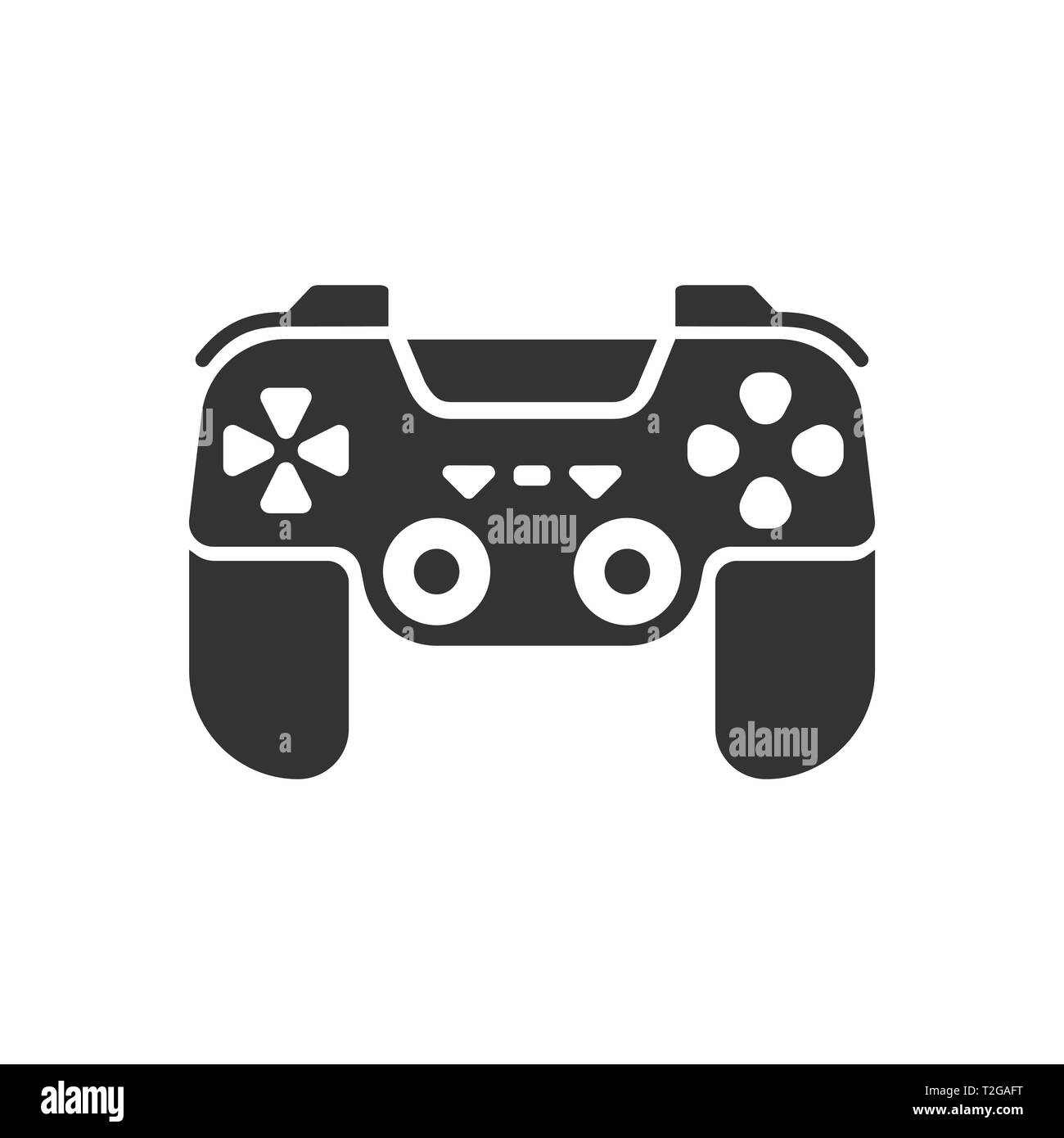 Black icon of the gamepad is isolated on a white background. The ...