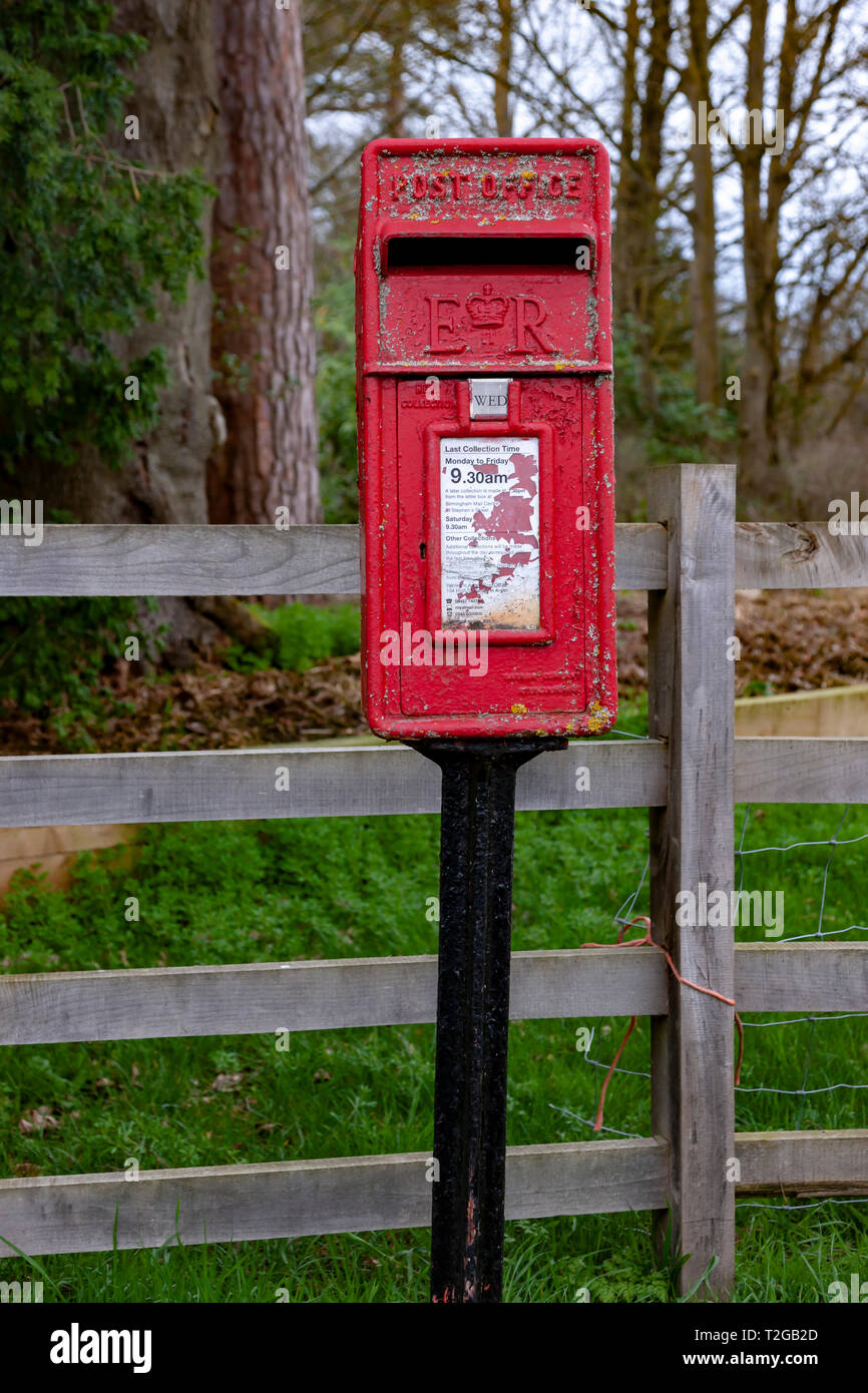 GPO Red Mial box, Oldberrow, Warwickshire. Stock Photo