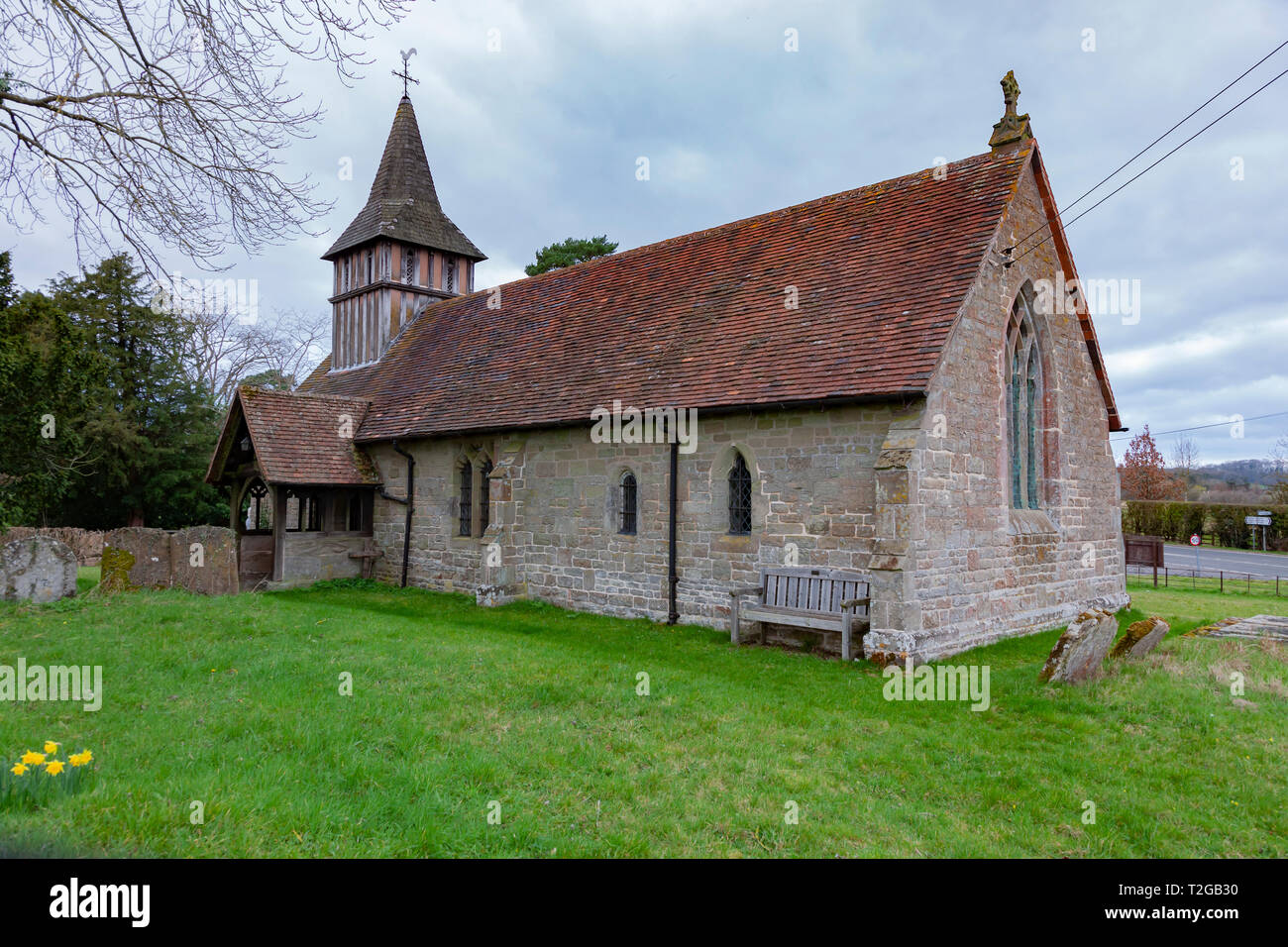 Outside the small church of St Marys, Oldberrow, Warwickshire, West Midlands. Stock Photo