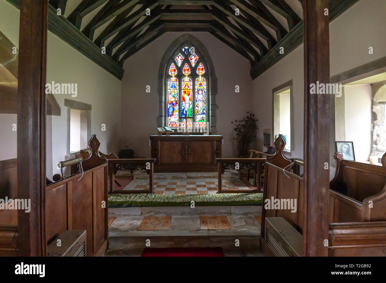 Inside the small church of St Marys, Oldberrow, Warwickshire, West Midlands. Stock Photo