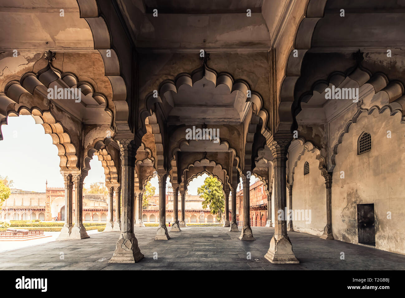 Architecture in the Agra Fort, Uttar Pradesh, India Stock Photo