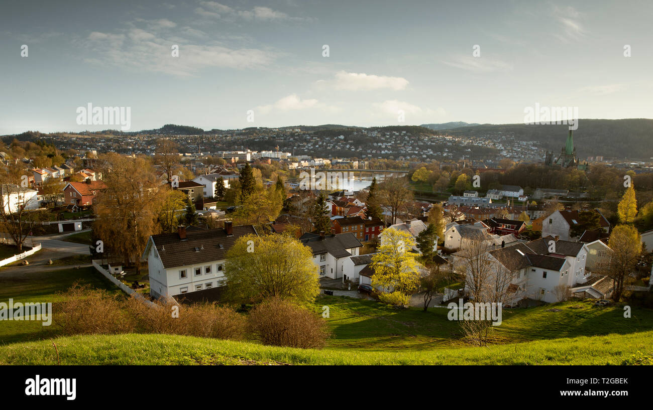 Aerial view of Trondheim city, Norway Stock Photo