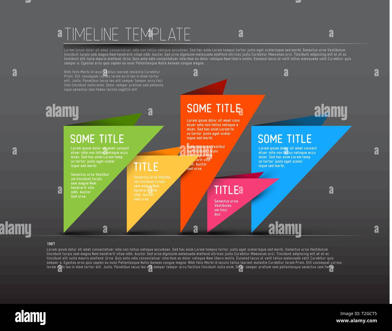 Colorful dark Vector Infographic timeline report template with ...