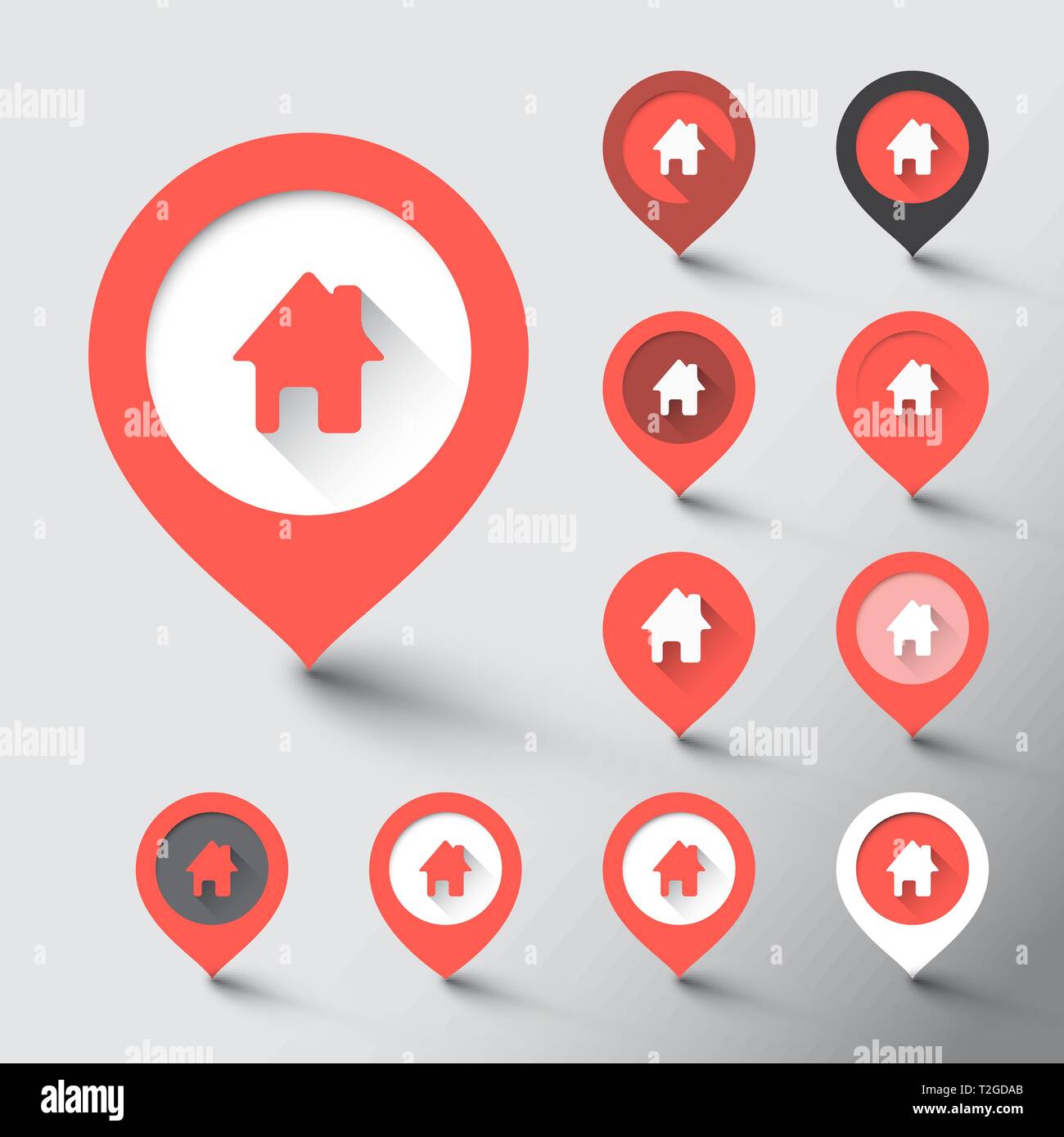 Collection of various pointers with home icon Stock Vector