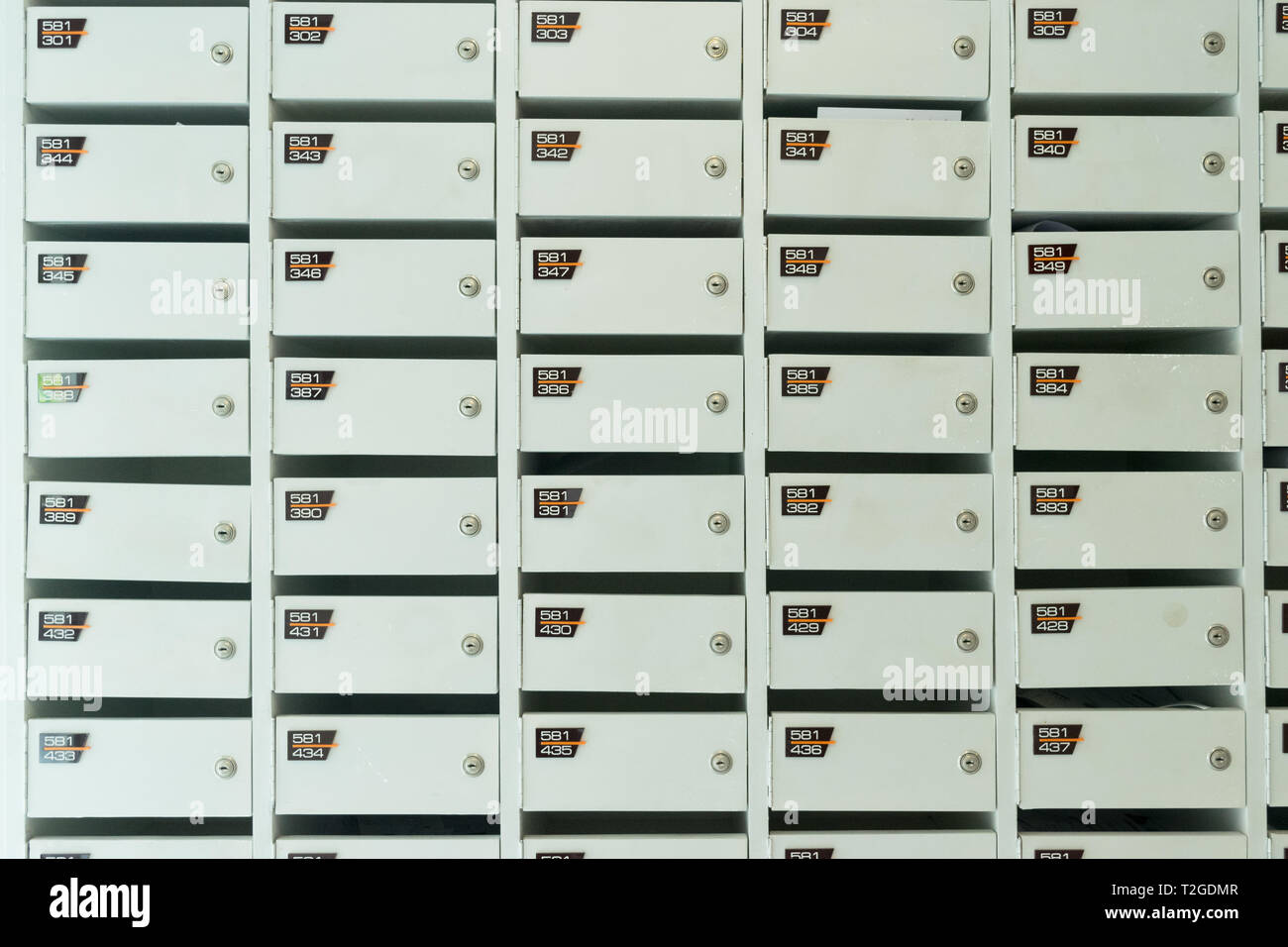 white wooden mailbox service for texture background Stock Photo - Alamy