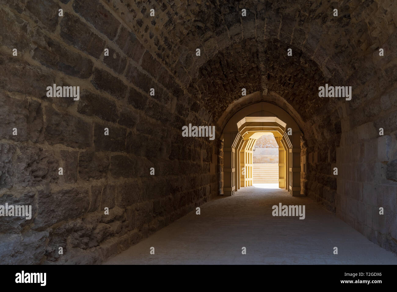 Mamluk era arched stones tunnel leading to AlMuayyad Bimaristan