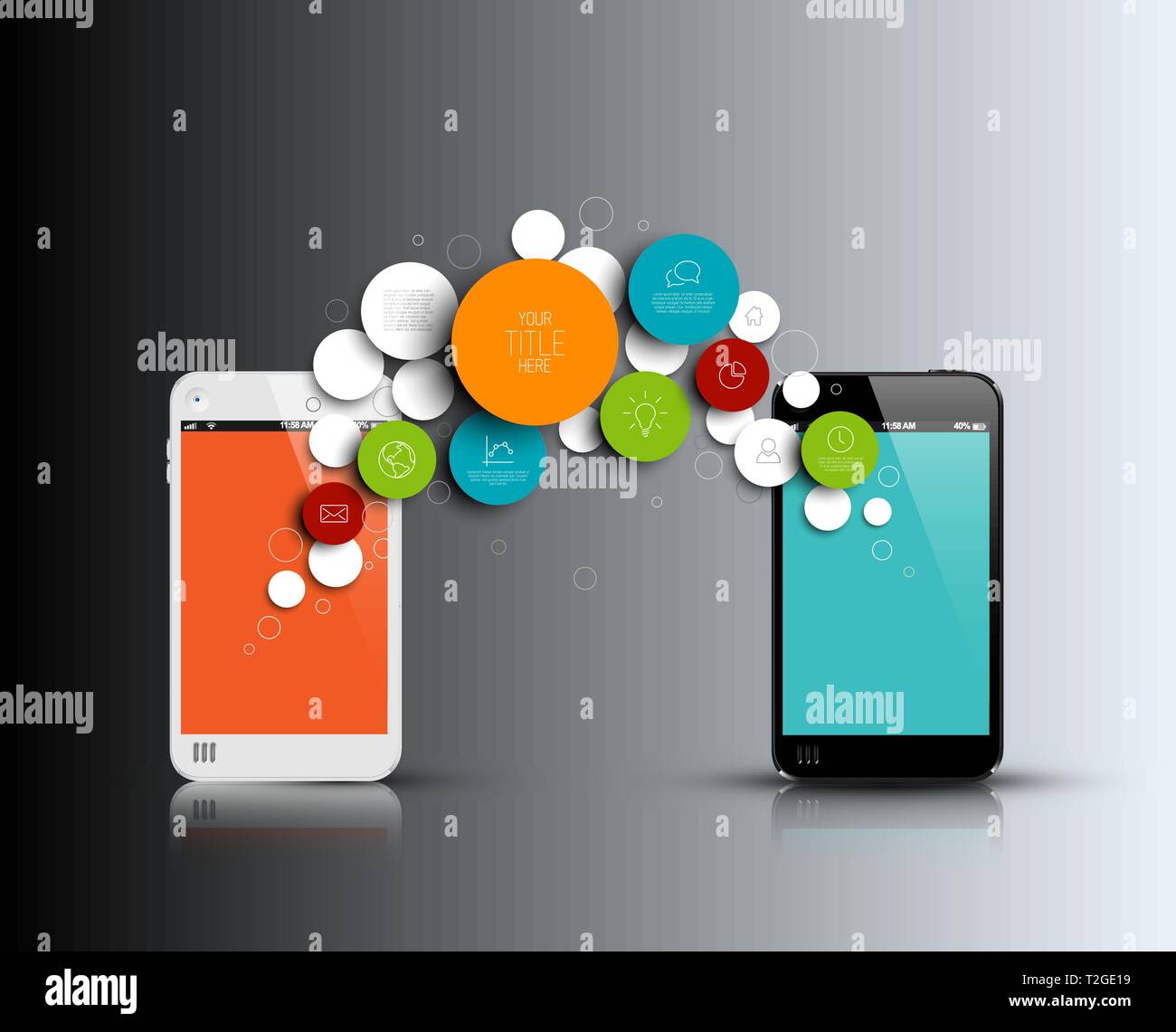 Dark Vector abstract phone illustration / infographic template with place for your content Stock Vector