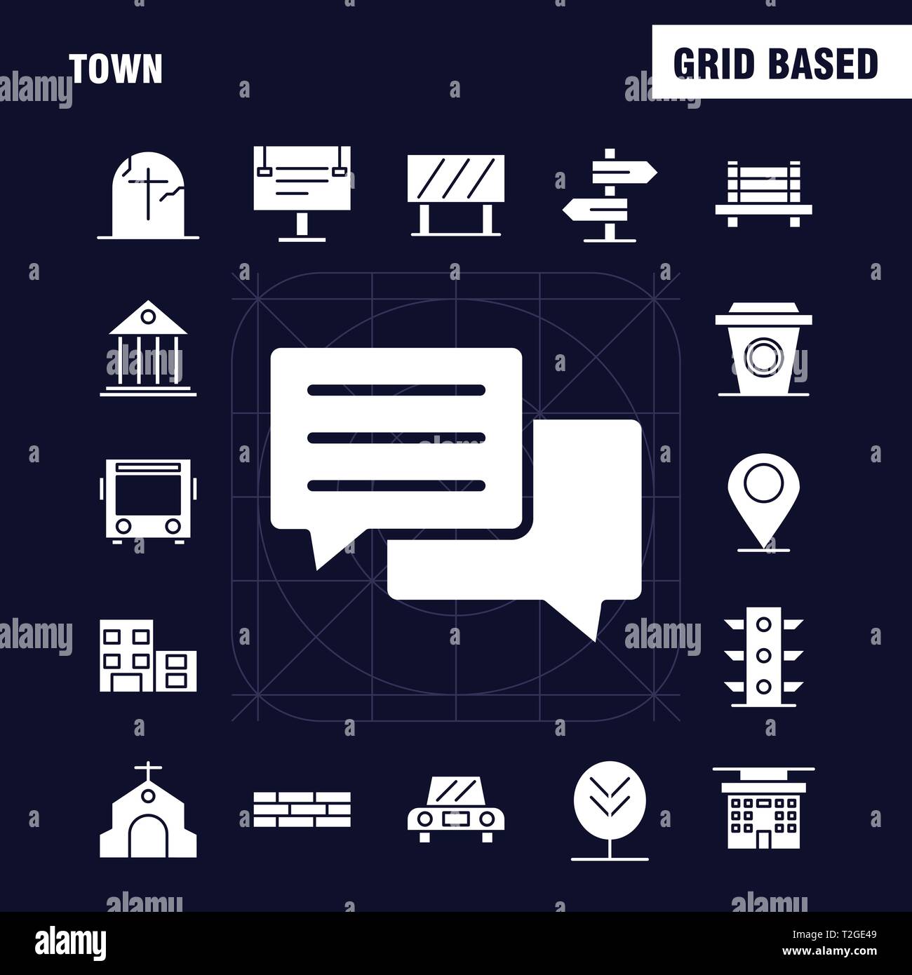 Town Solid Glyph Icons Set For - Town Solid Glyph Icons Set For Infographics Mobile Uxui Kit And Print Design Include Location Map Town Church House Town Park Playground I T2GE49 