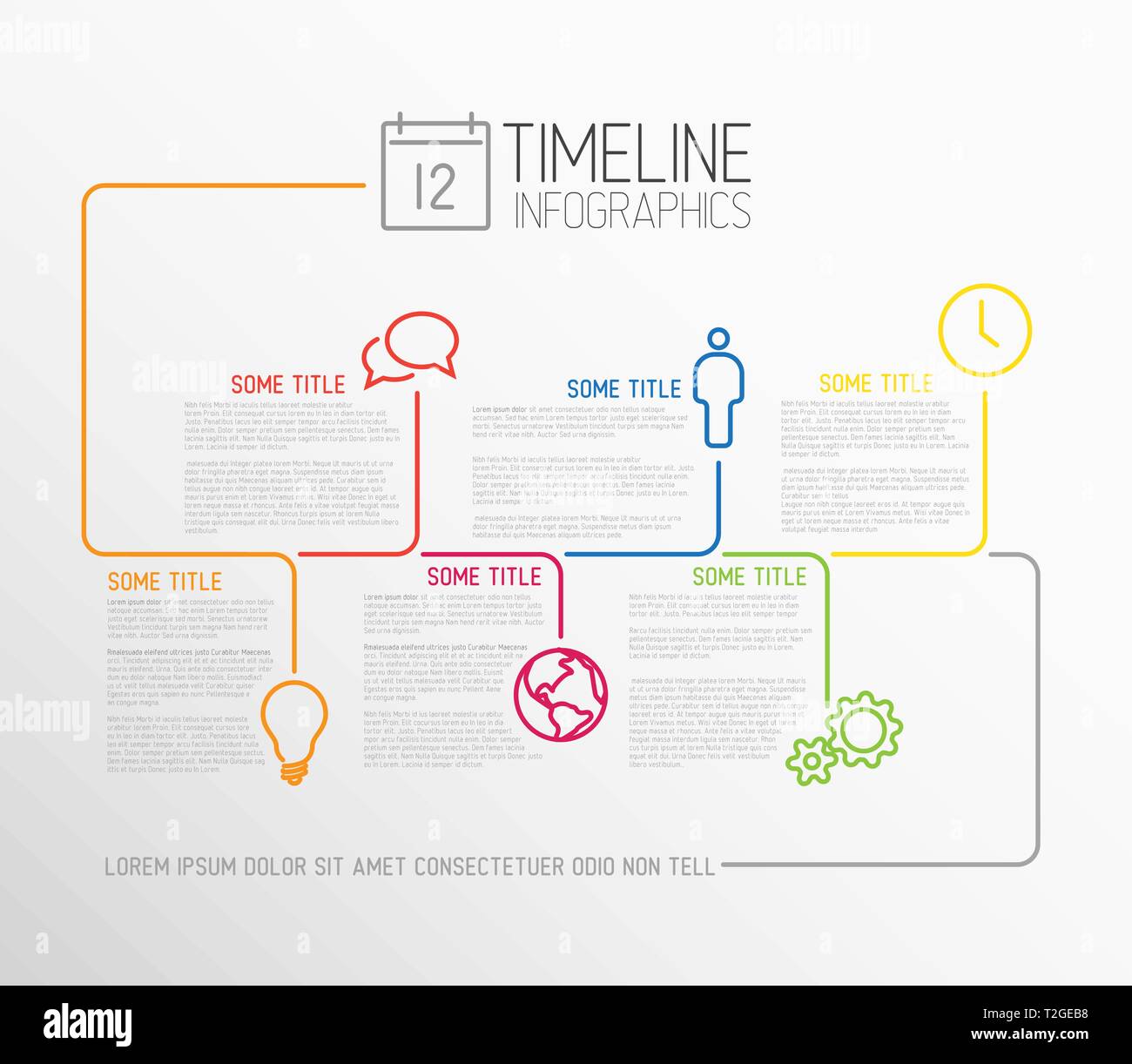 Vector Infographic timeline report template with lines and icons Stock ...