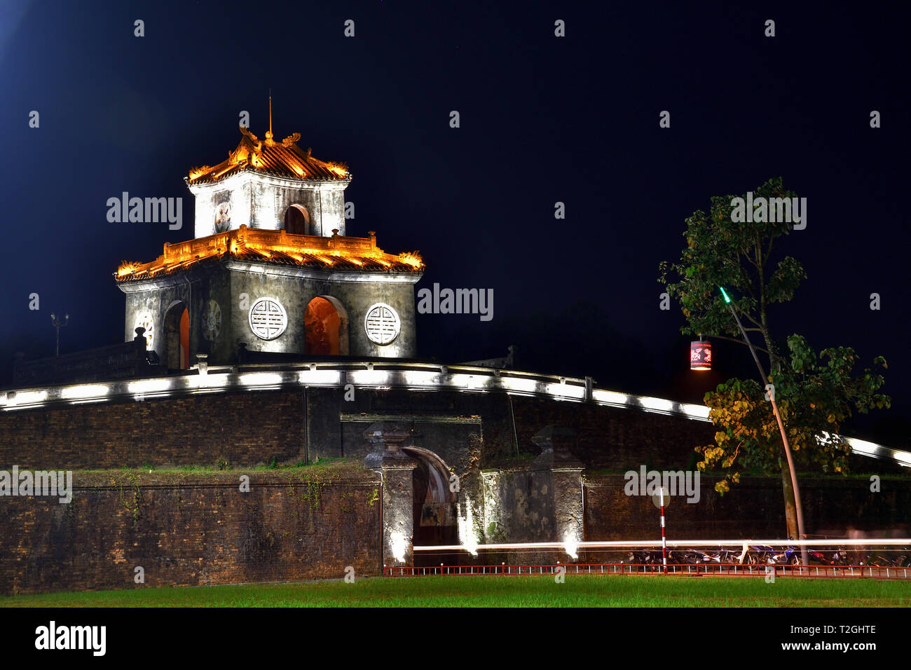 Gate in Imperial City, Hue, Vietnam. Main entrence to Forbidden City. Stock Photo