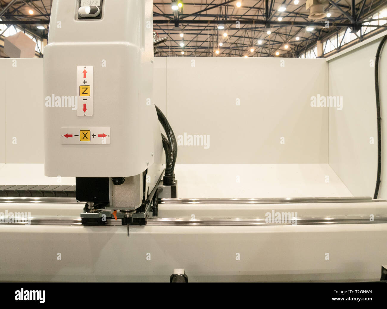 automated industrial programmable laser cutting engraving machine or 3d printer. image inside