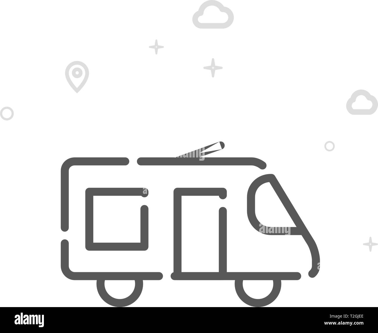 Minibus, Shuttle Taxi Vector Line Icon. City Urban Transport Symbol ...