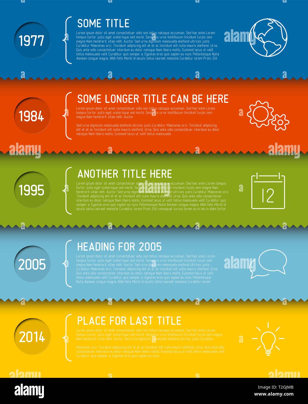 Vector modern horizontal Infographic timeline report template with icons Stock Vector