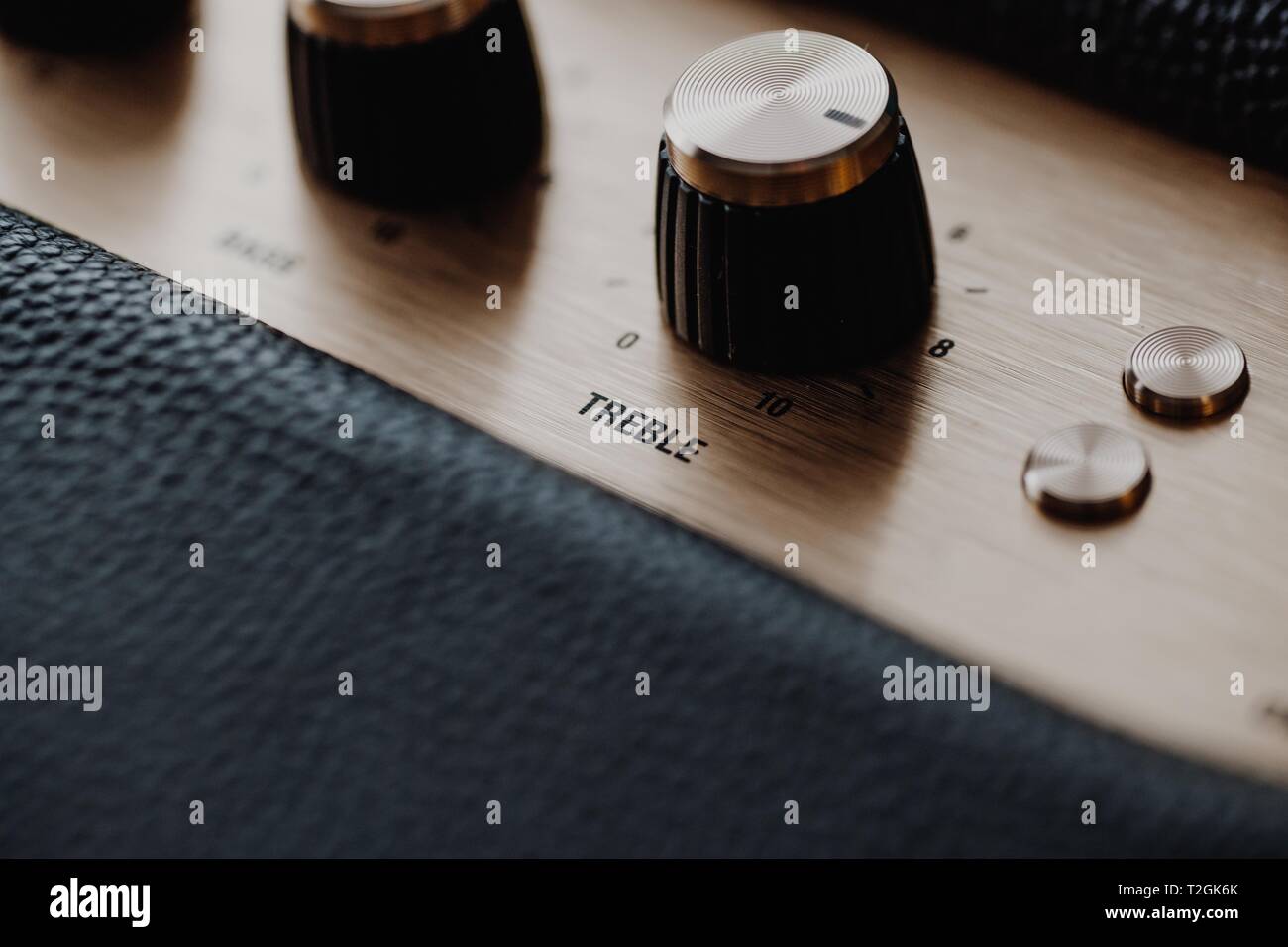 Treble control knob on music amplifier equalizer Stock Photo Alamy