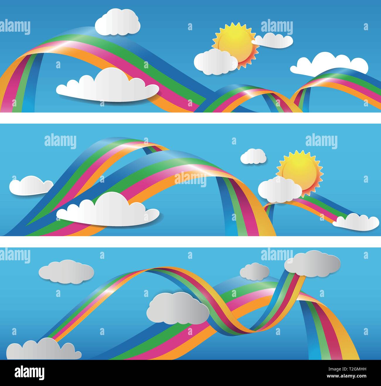 paper effcet cloudscape ,rainbow and clouds Stock Vector Image & Art ...