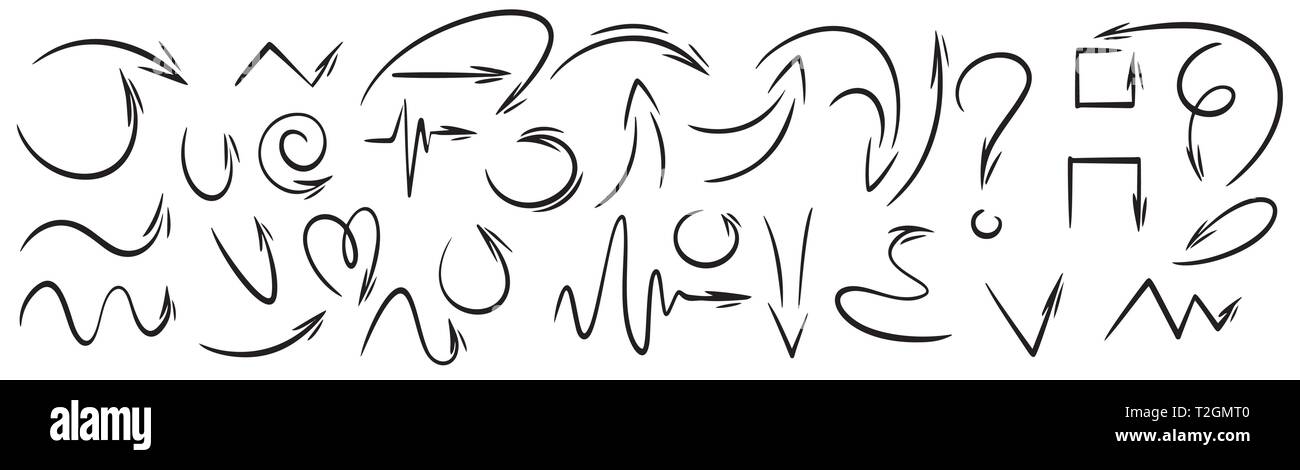 Collection of vector hand drawn doodle arrows isolated on white ...