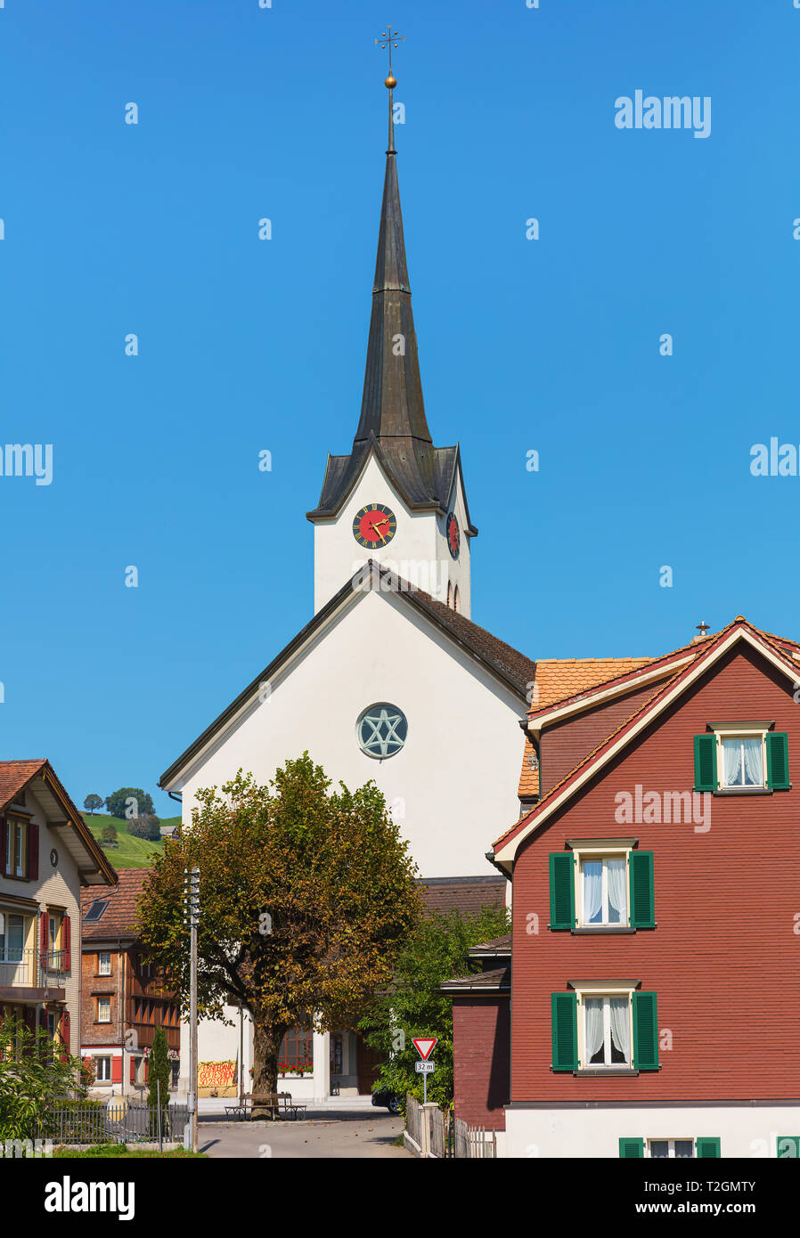 Gonten, Switzerland - September 20, 2018: the St. Verena church in Gonten. Gonten is a district of the Swiss canton of Appenzell Innerrhoden, it was f Stock Photo