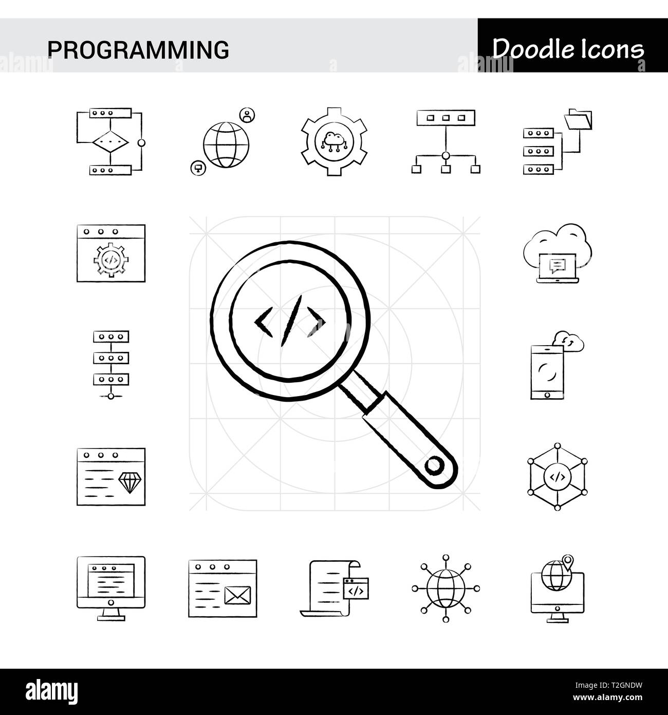 Set of 17 Programming hand-drawn icon set Stock Vector Image & Art - Alamy