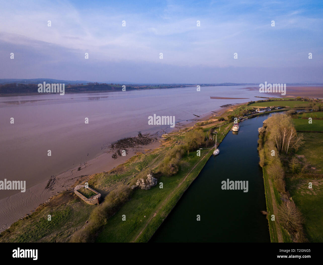 Aerial view of the Historic tidal river bank erosion protection scheme