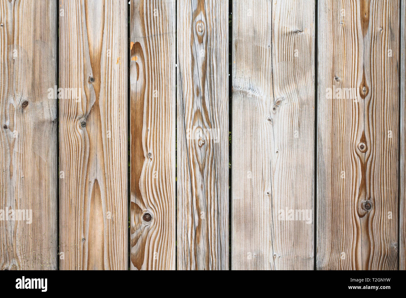 Old wooden background. Rustic grungy and weathered light brown wood surface wall plank texture background marked by damages outdoors with retro vintag Stock Photo