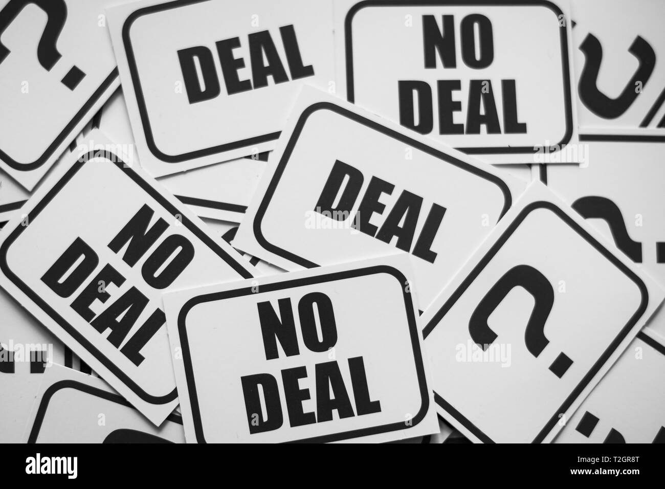 No deal Brexit on the cards. Brexit no deal, exit EU no deal, UK government deciding on Theresa May's brexit withdrawal agreement. Brexit negotiations Stock Photo