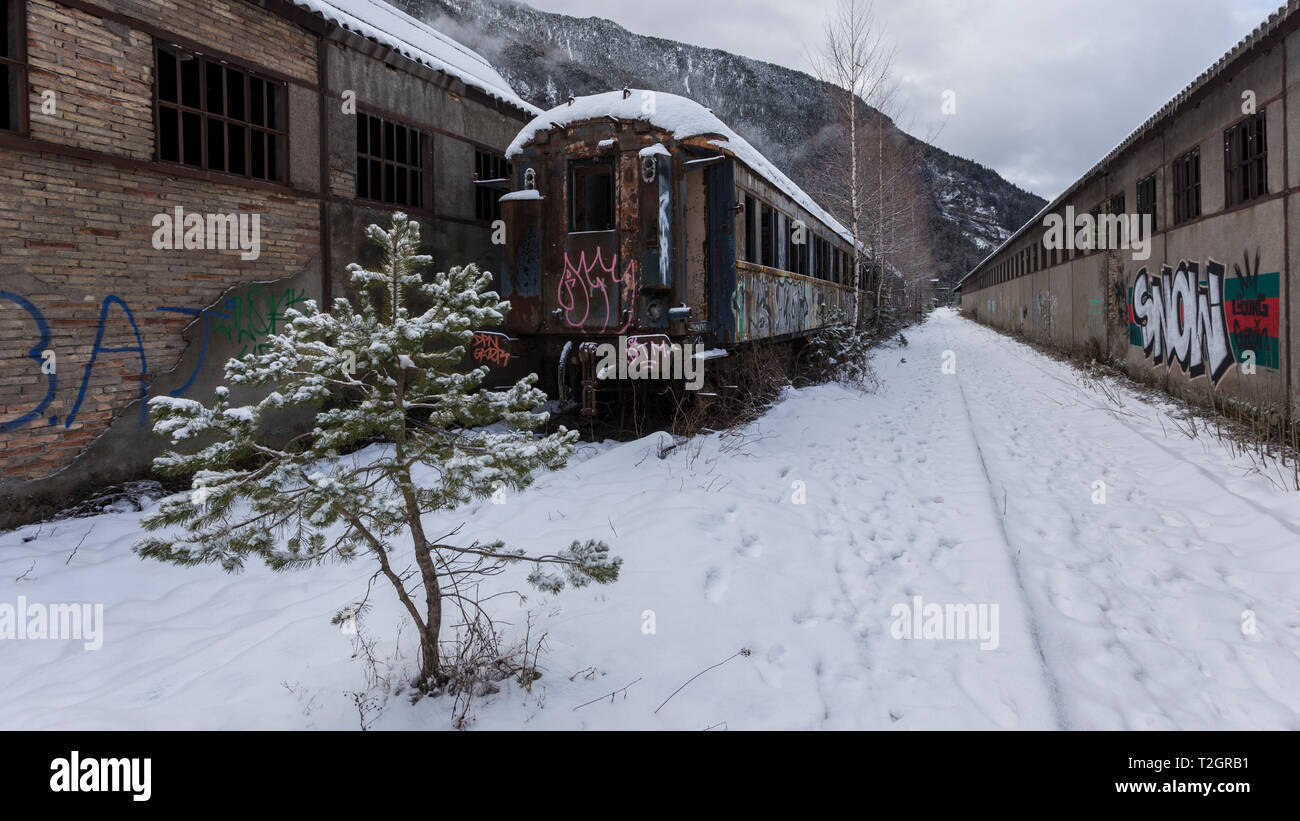Abandoned old train station in Canfranc, in Spanish Pirineos mountain