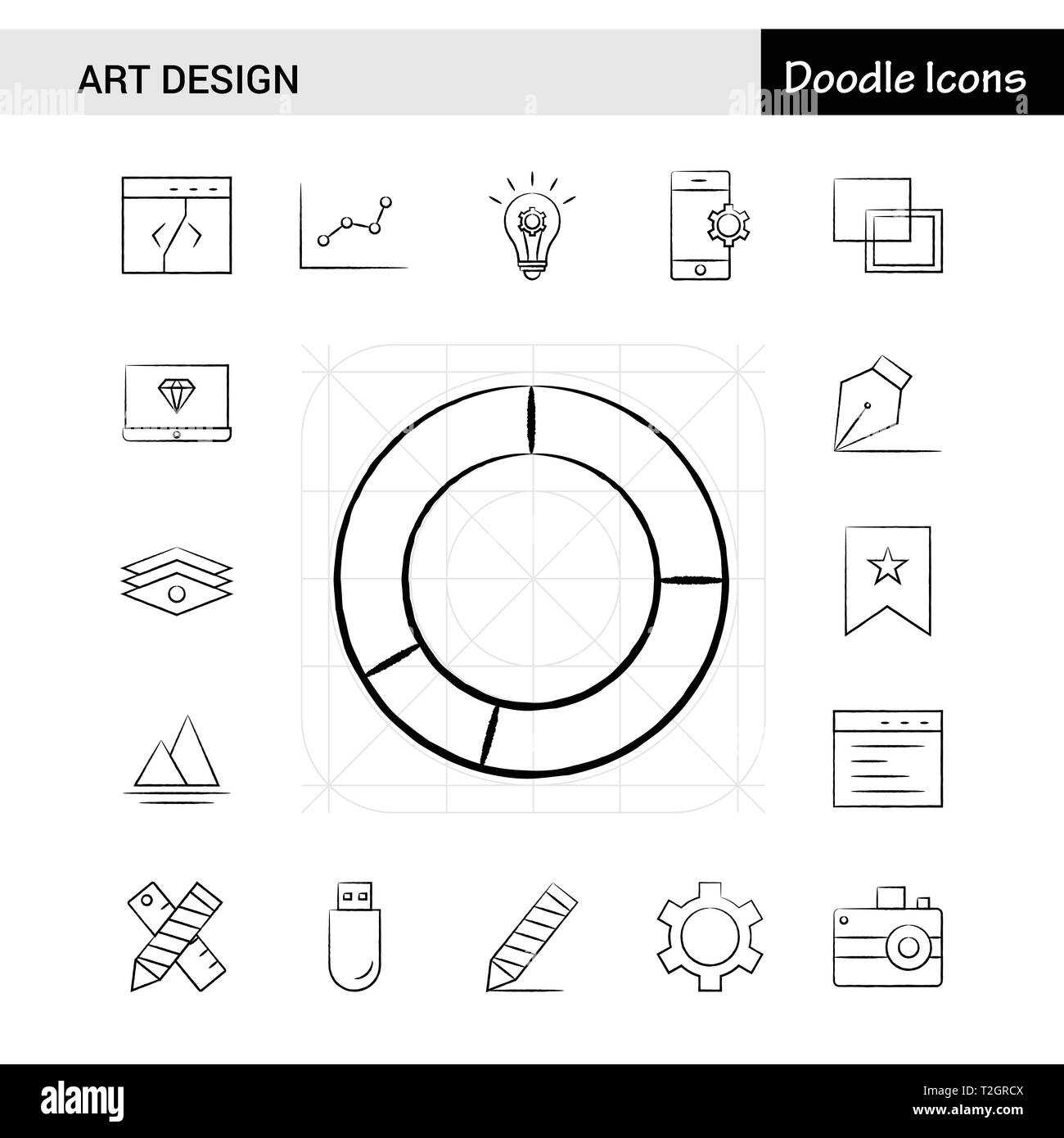 Set of 17 Art Design handdrawn icon set Stock Vector Image & Art Alamy