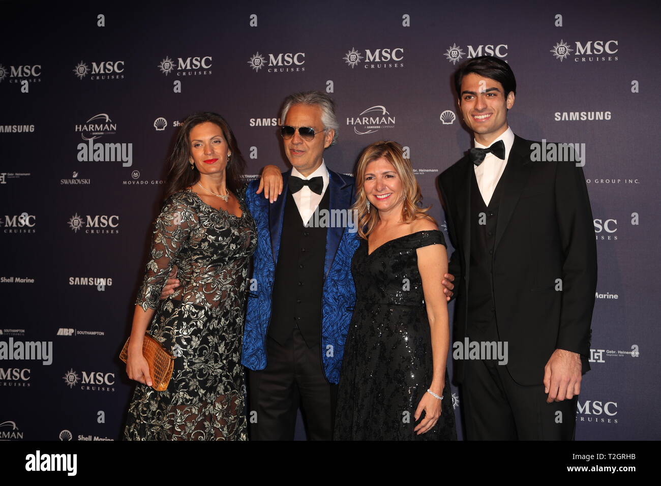 Veronica Berti (l-r), Andrea Bocelli, Amos Bocelli and Matteo Bocelli  attend the Cinema Against AIDS, Stock Photo, Picture And Rights Managed  Image. Pic. PAH-48822759