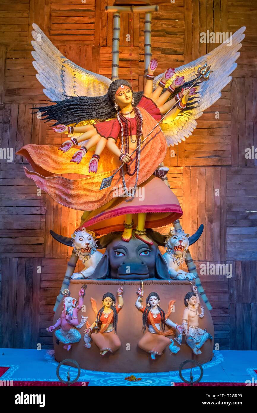 Goddess durga as a fairy in durga puja in Kolkata. Stock Photo