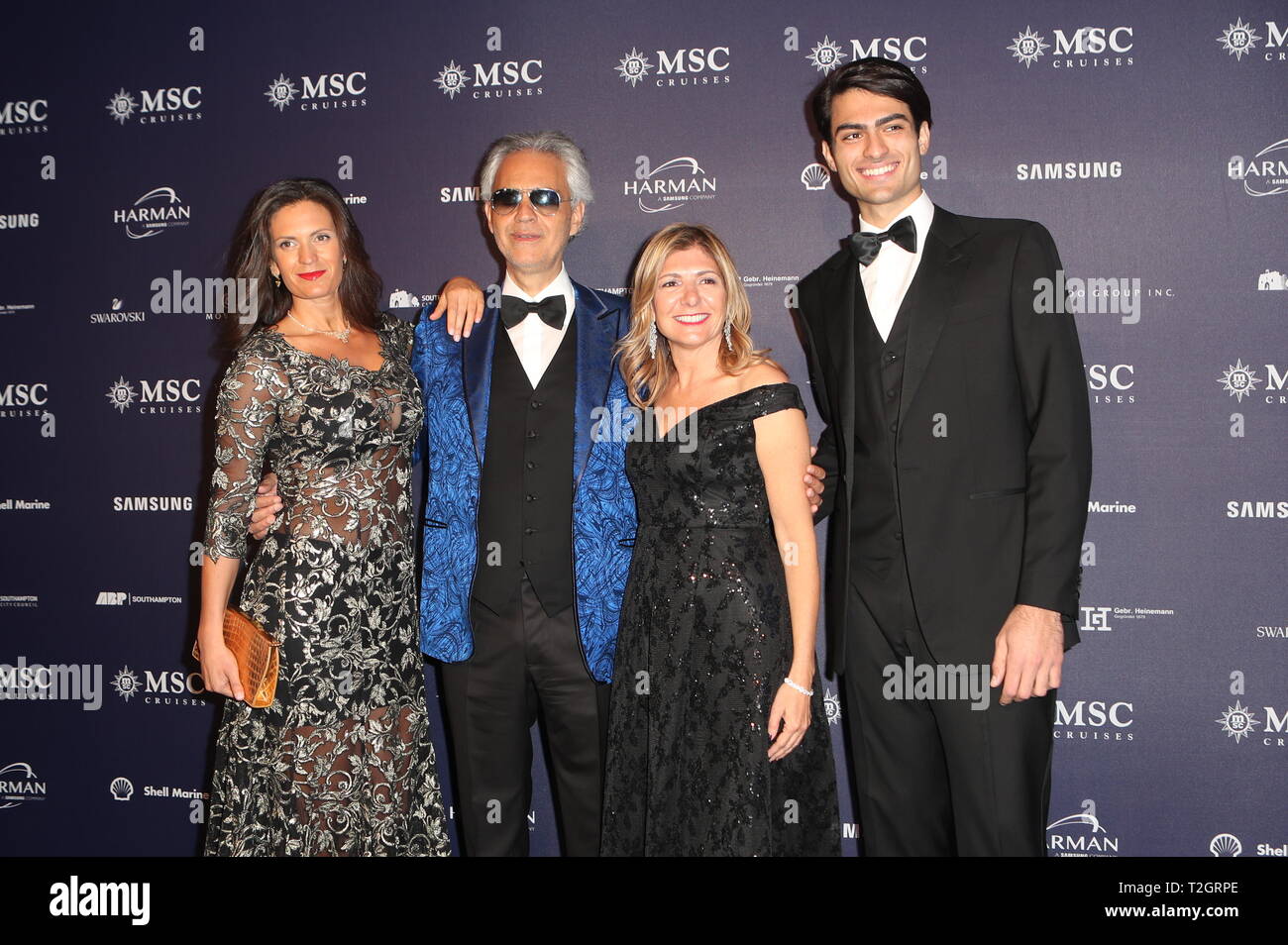 Veronica Berti (l-r), Andrea Bocelli, Amos Bocelli and Matteo Bocelli  attend the Cinema Against AIDS, Stock Photo, Picture And Rights Managed  Image. Pic. PAH-48822759