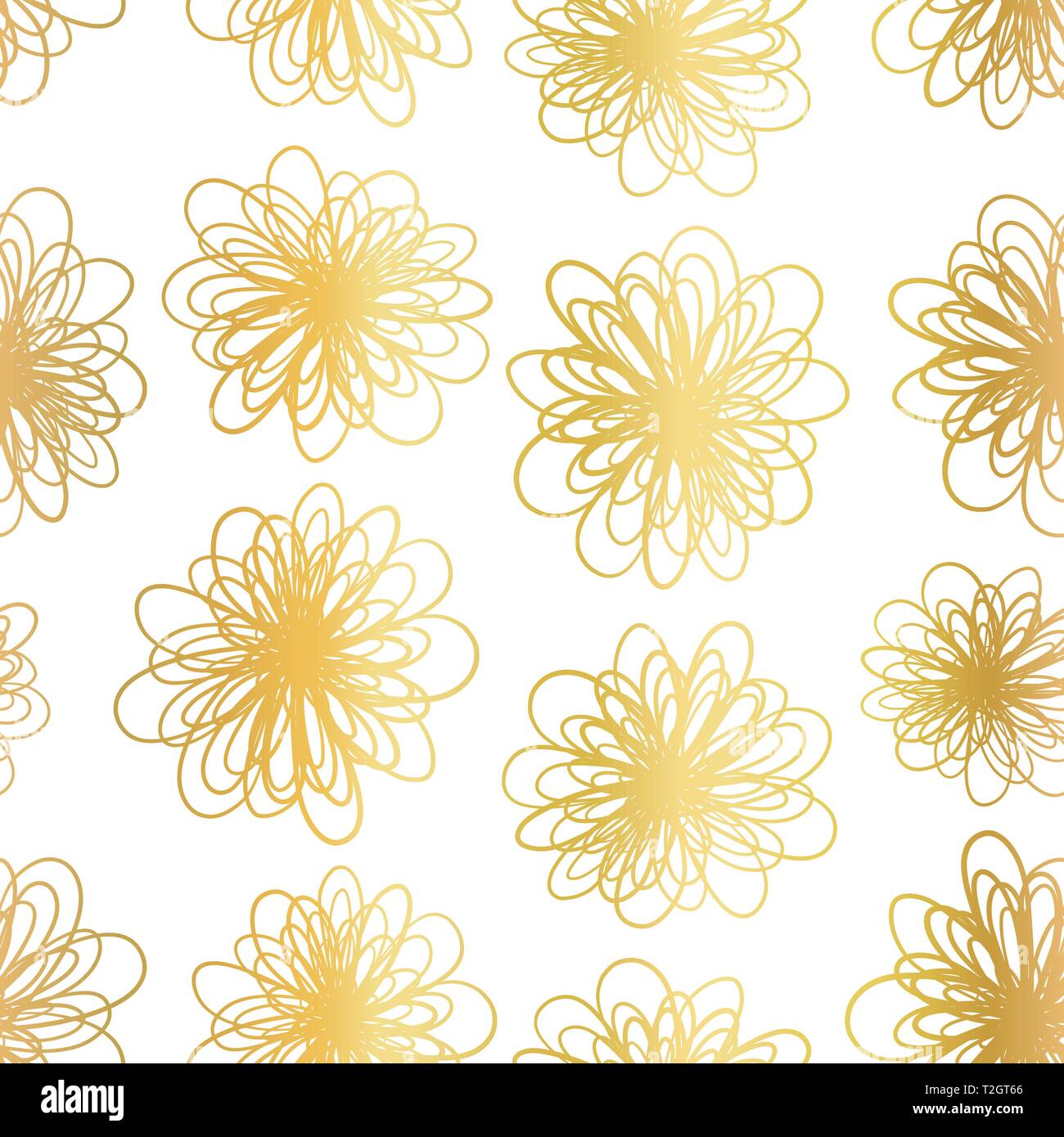 Gold foil flowers seamless vector background. Repeating pattern of ...