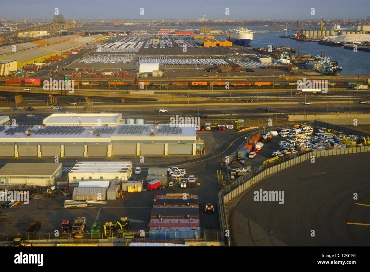 NEWARK, NJ 30 MAR 2019 Aerial view of the New Jersey turnpike and