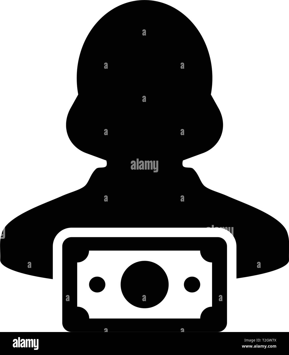 Currency icon vector female user person profile avatar with money ...