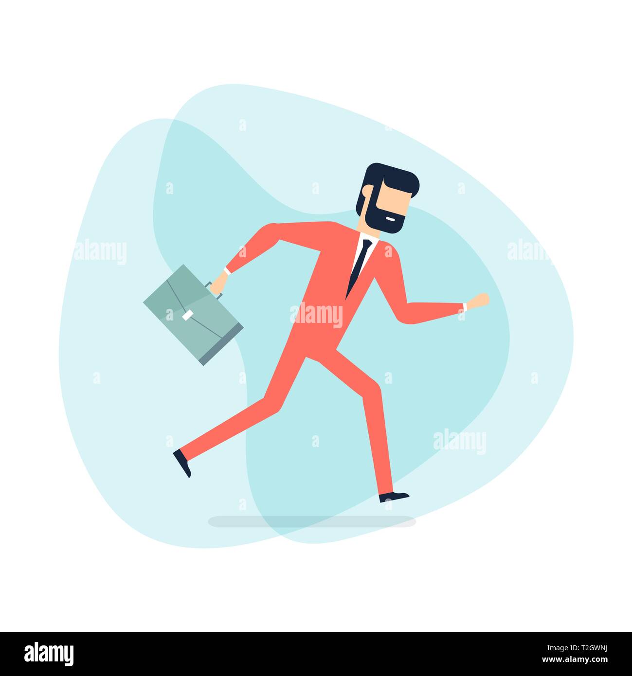 Businessman running with briefcase. Stock Vector