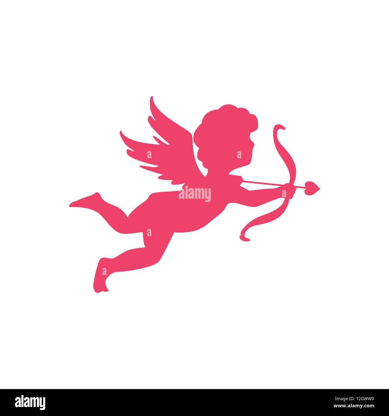 Cupid Angel of love silhouette. Symbol of love. Valentines day clip art