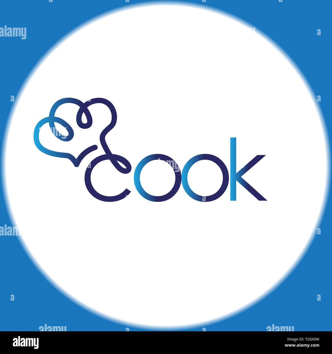 Cook text and Chef hat line logo icon vector template Stock Vector