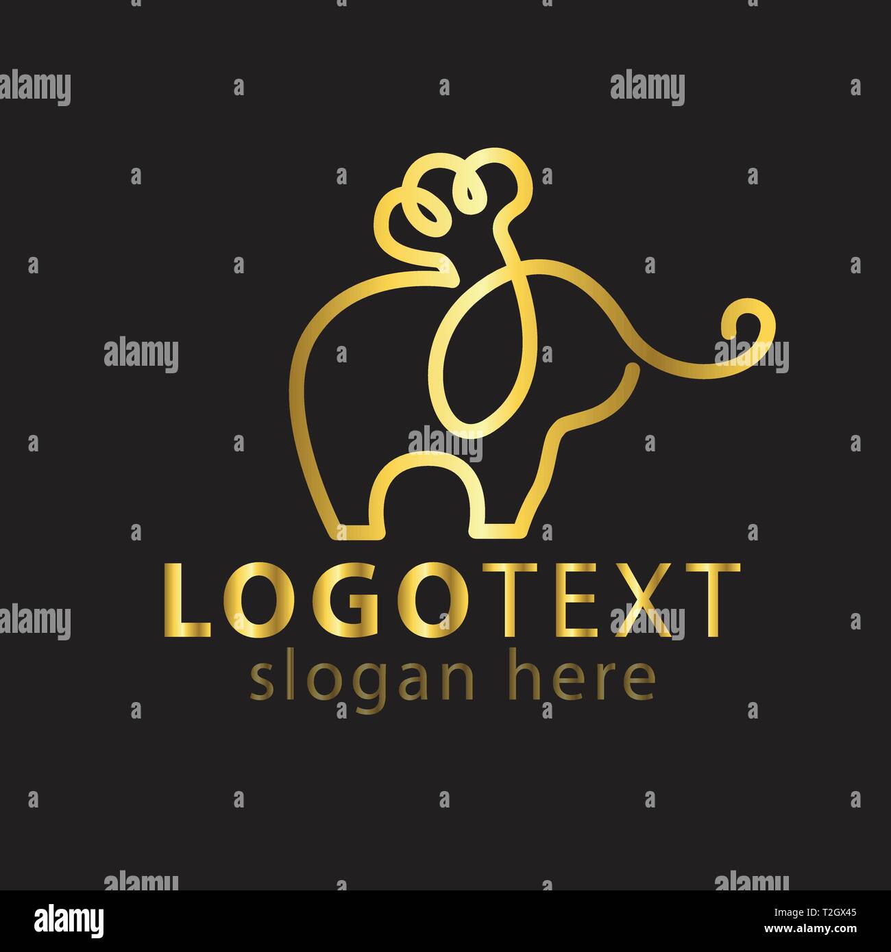 Chef hat and elephant line logo icon vector template Stock Vector