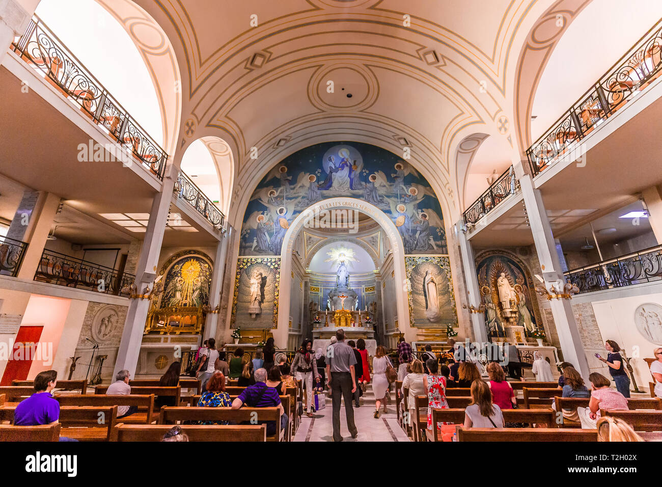 PARIS, FRANCE, SEPTEMBER 08, 2016 : interiors and details of Chapel of Our Lady of the Miraculous Medal, september 08, 2016, in Paris, France Stock Photo
