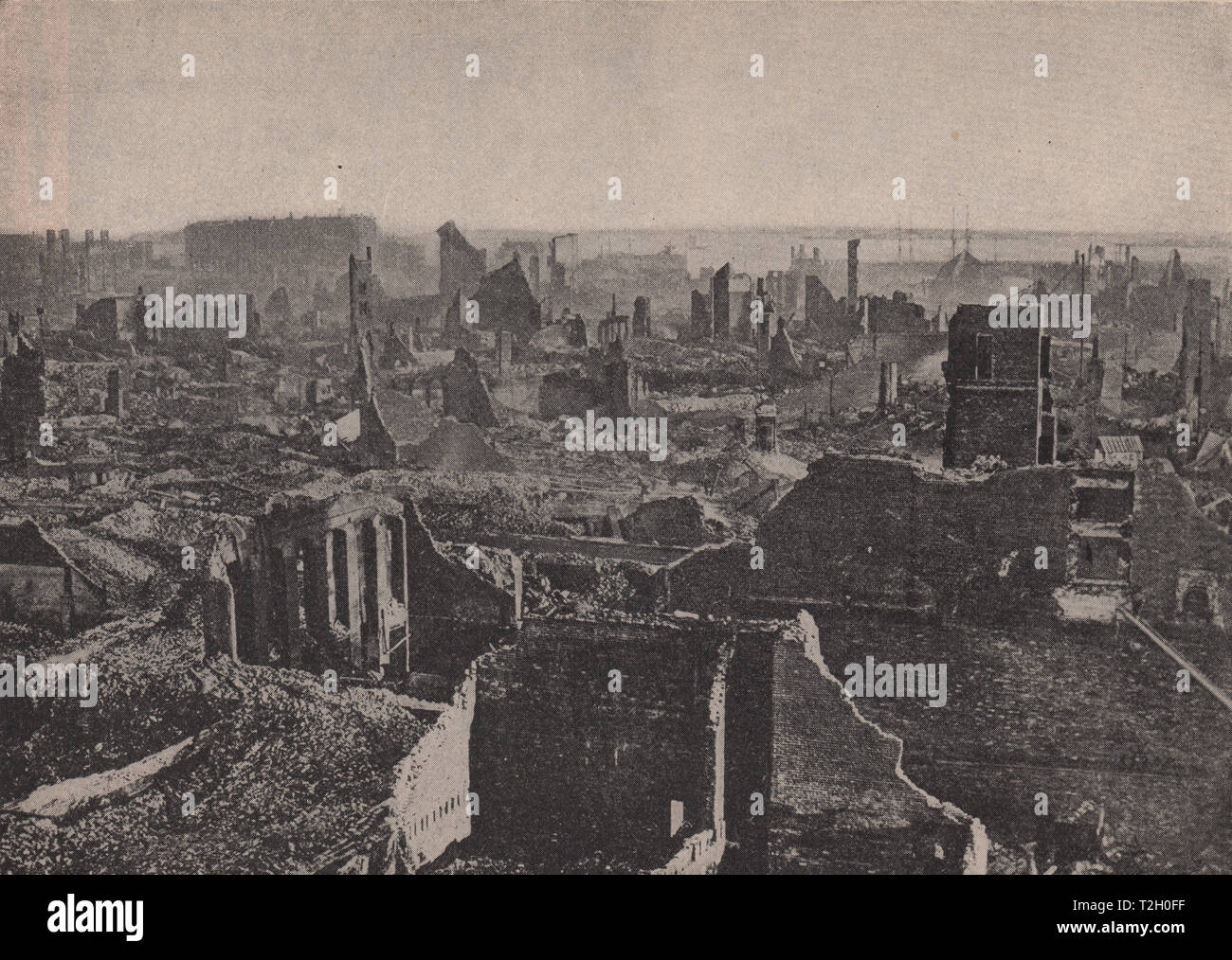 View of Part of the Immense District that was Devastated by fire caused by the earthquake, Showing the Bay in the Distance Stock Photo