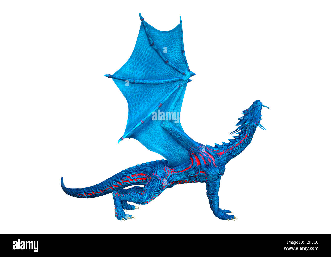 3D rendering of a blue fantasy dragon isolated on white background ...