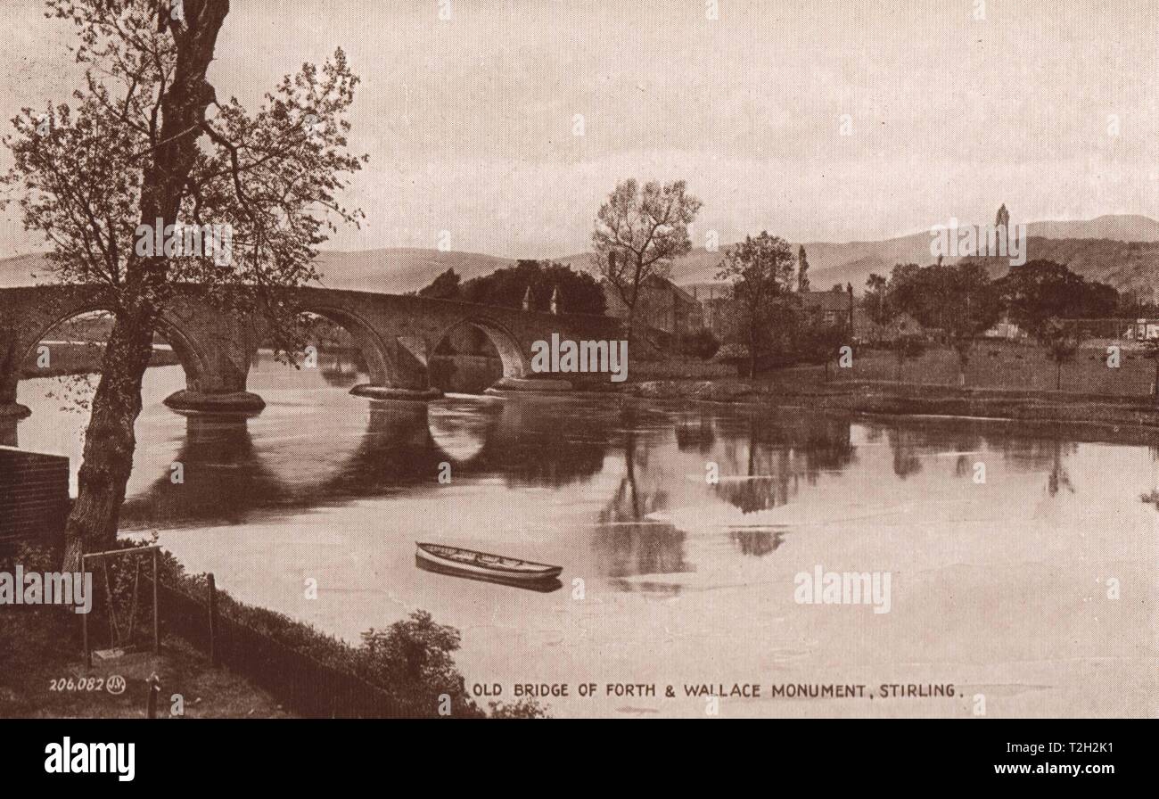 Old Bridge of Forth & Wallace Monument, Stirling Stock Photo