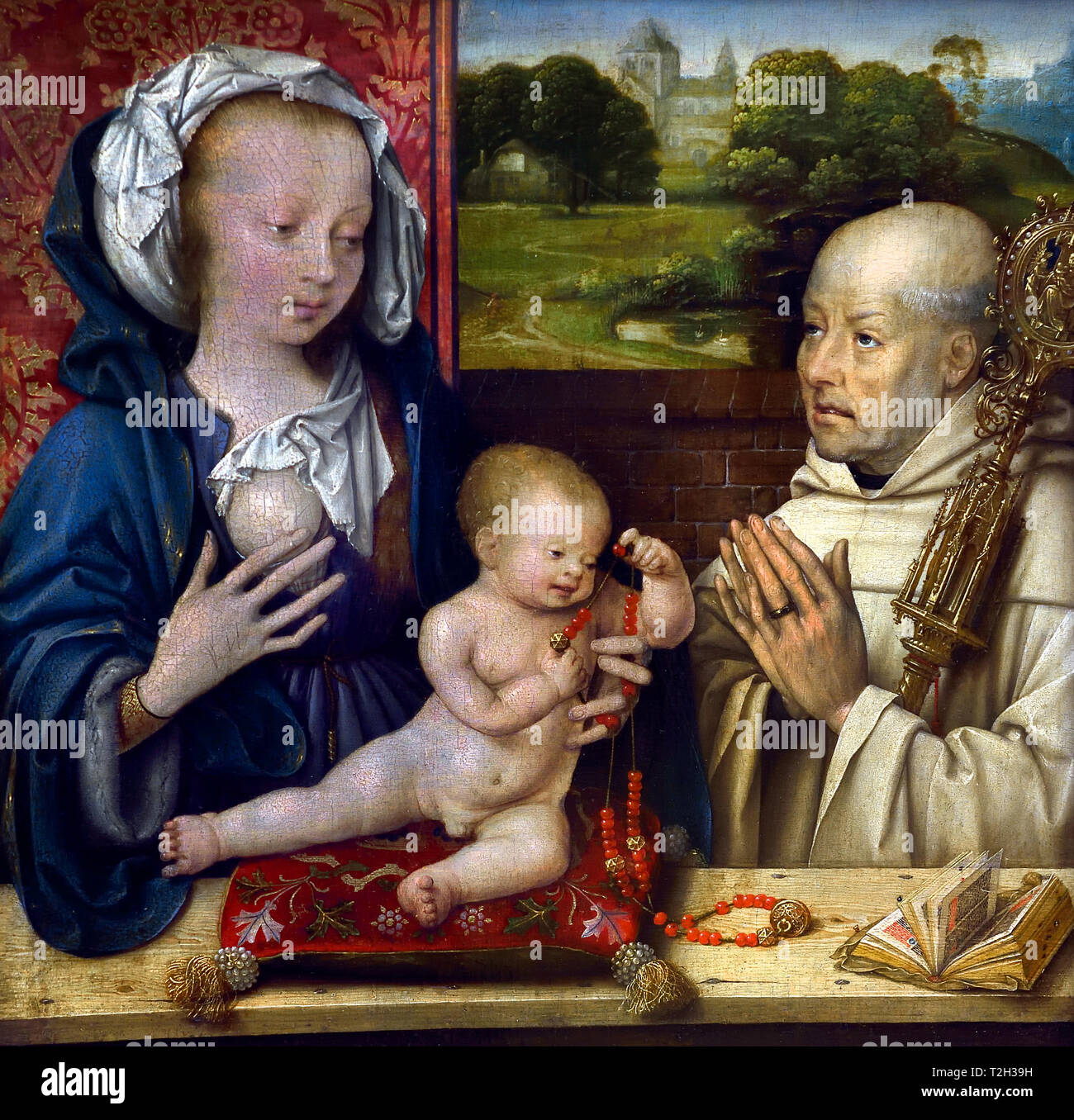 The Vision of Saint Bernard 1505, Joos van Cleve, (1485-1540/1541) , Flemish, Belgian, Belgium, Stock Photo