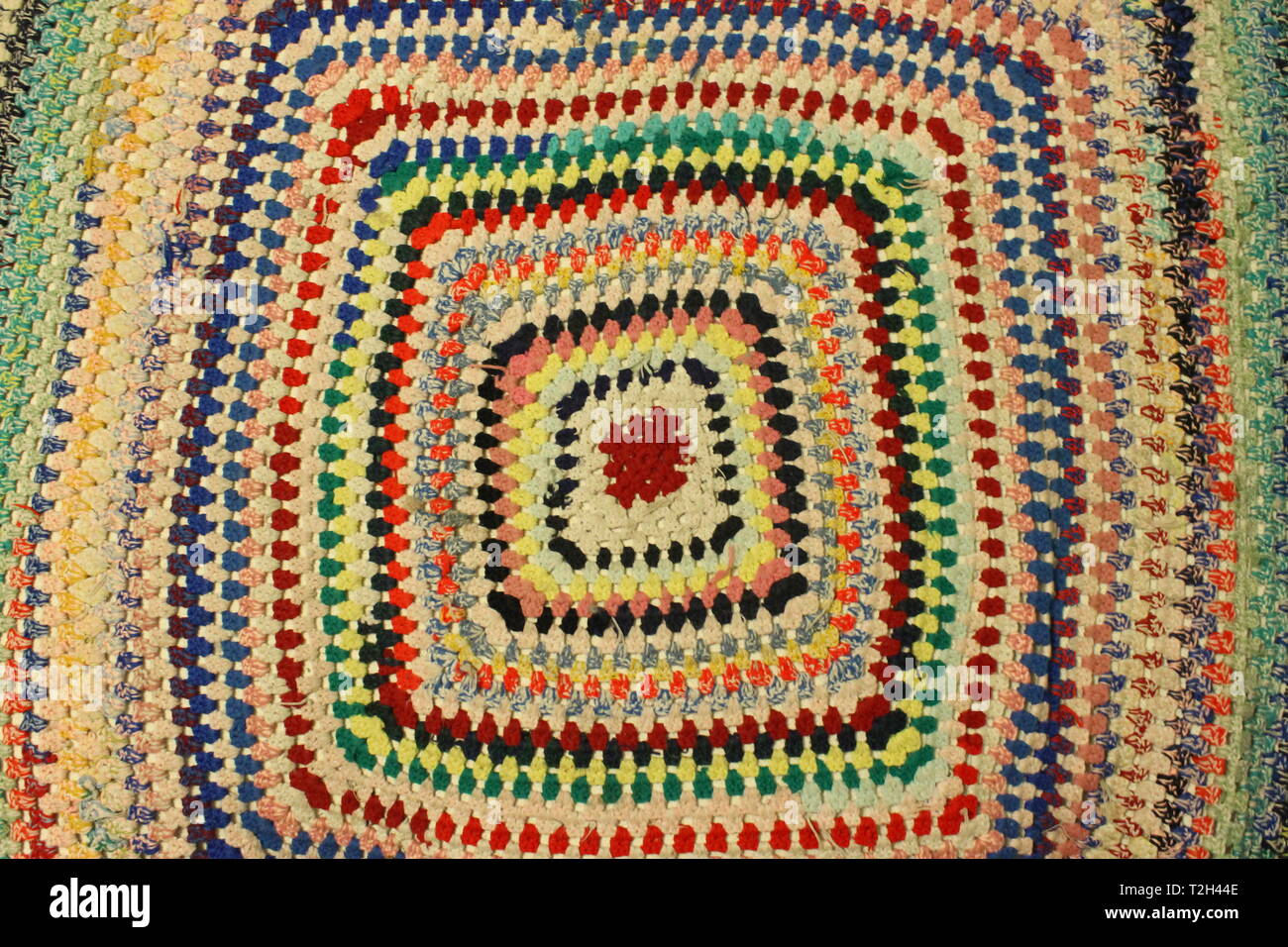 colourful granny crochet blanket Stock Photo