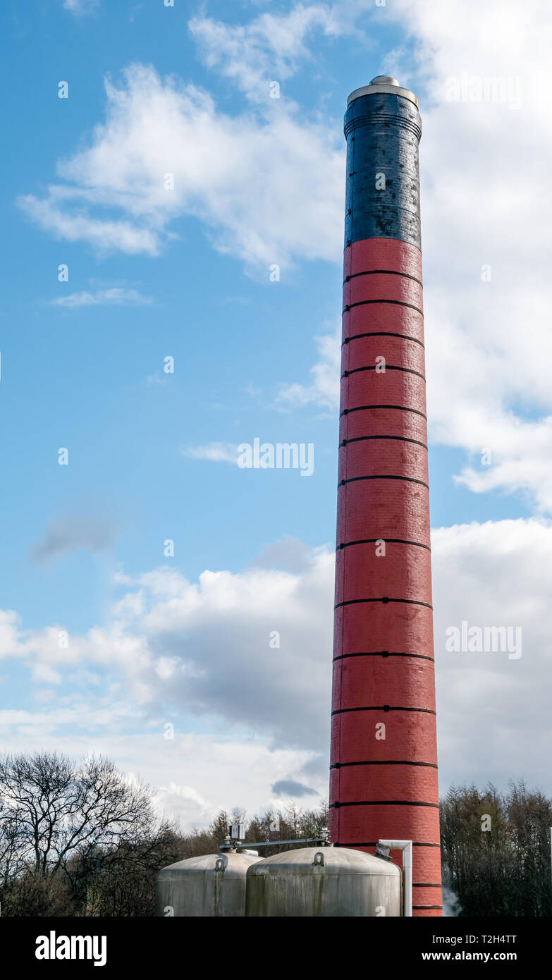 Tall brick tower at Glenkinchie whisky distillery East Lothian, Scotland, UK Stock Photo