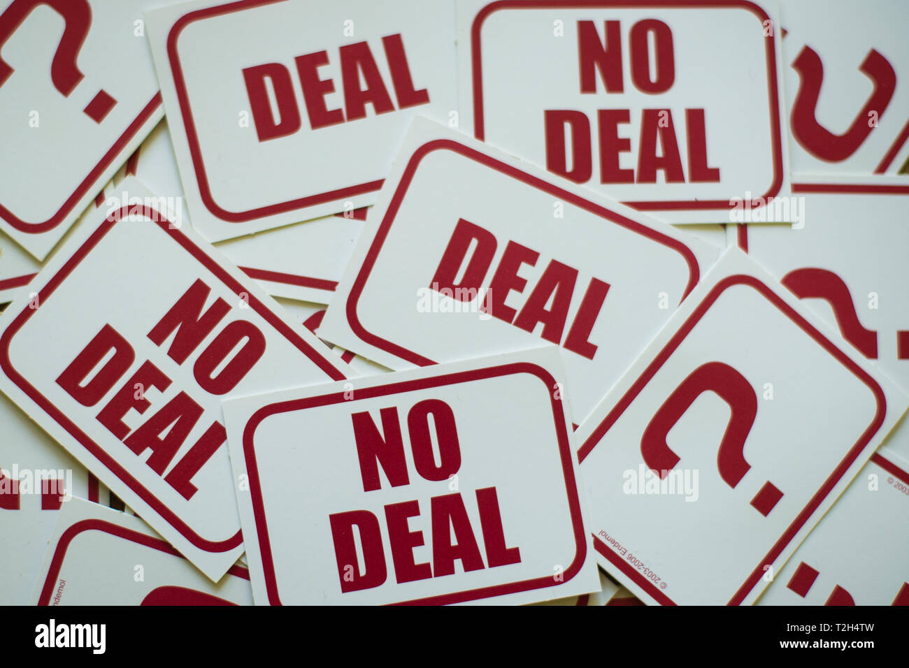 Brexit negotiations.No deal Brexit on the cards. Brexit no deal, exit EU no deal, UK government deciding on Theresa May's EU withdrawal agreement. Stock Photo